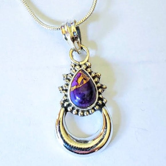 The Girl With Kaleidoscope Eyes Jewelry - Purple Turquoise Sterling Necklace